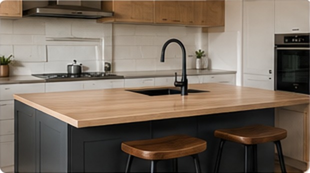Oak-look island benchtop